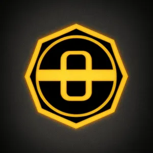 Caution: 3D Yellow Button Icon on Black Background