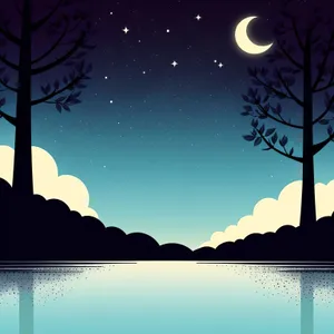 Snowy Winter Landscape with Starry Sky