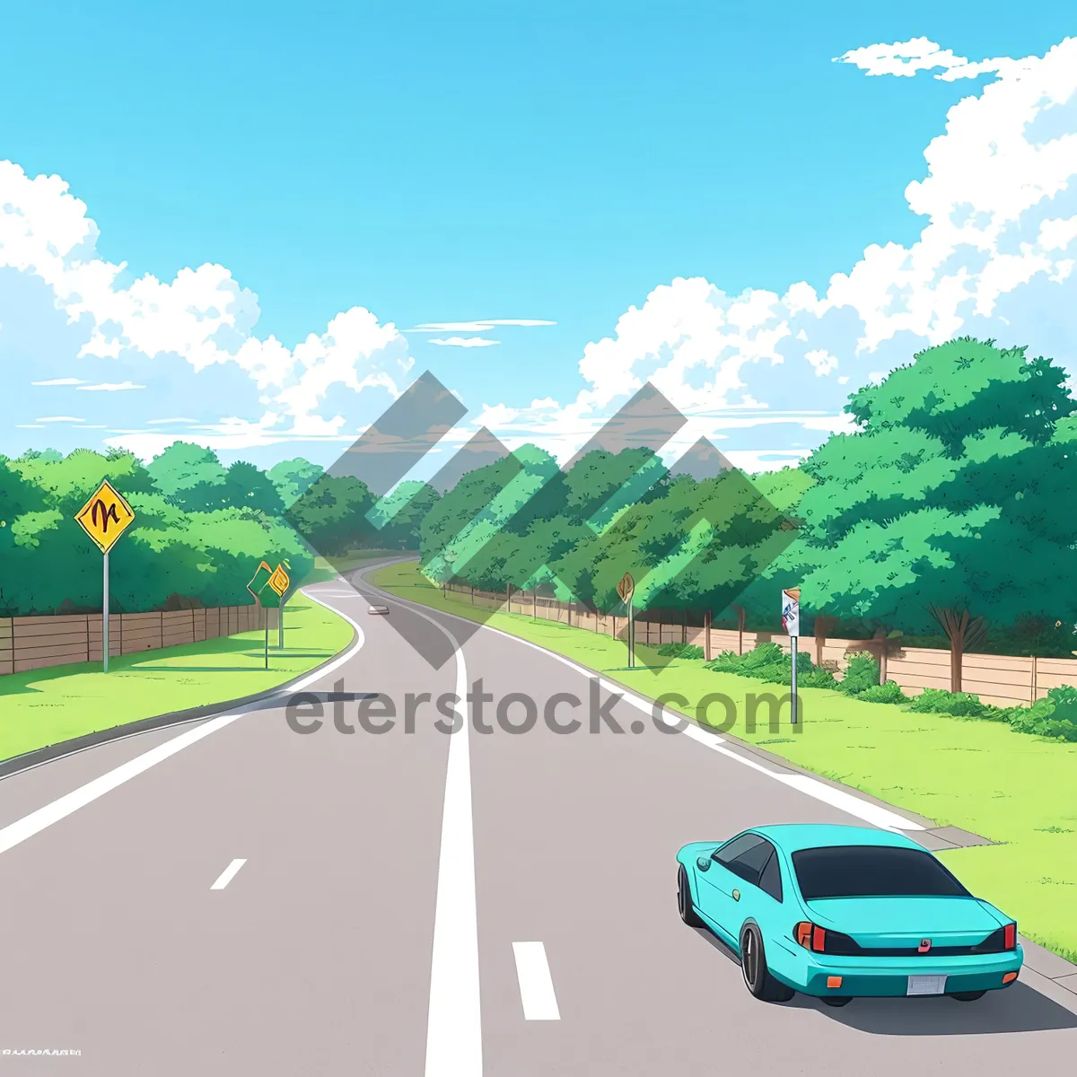 Picture of Serene Summer Countryside Amidst Rolling Hills