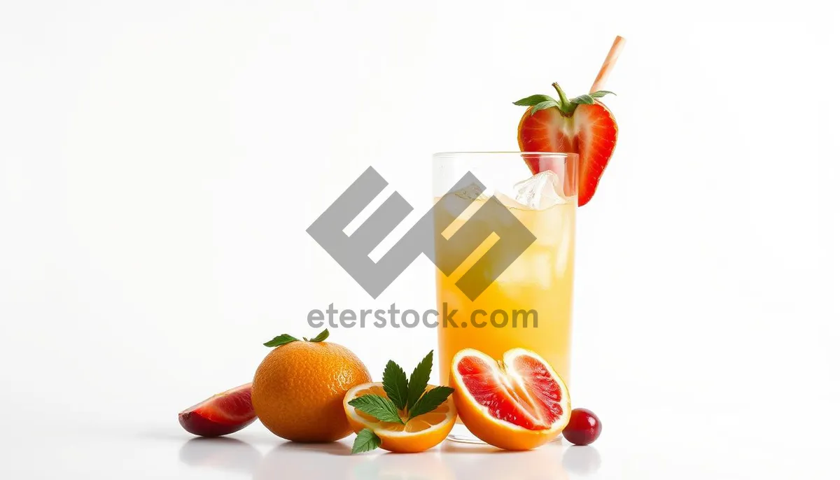 Picture of Refreshing citrus cocktail with ice and lemon