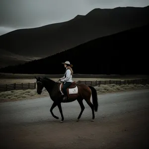 Harness supported stock saddle on grazing horse