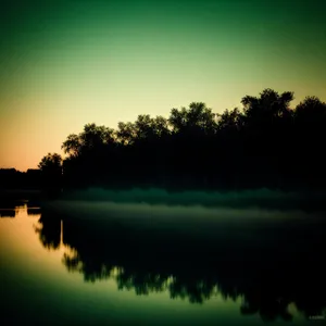 Serene Sunrise Over Lakeside Reflection