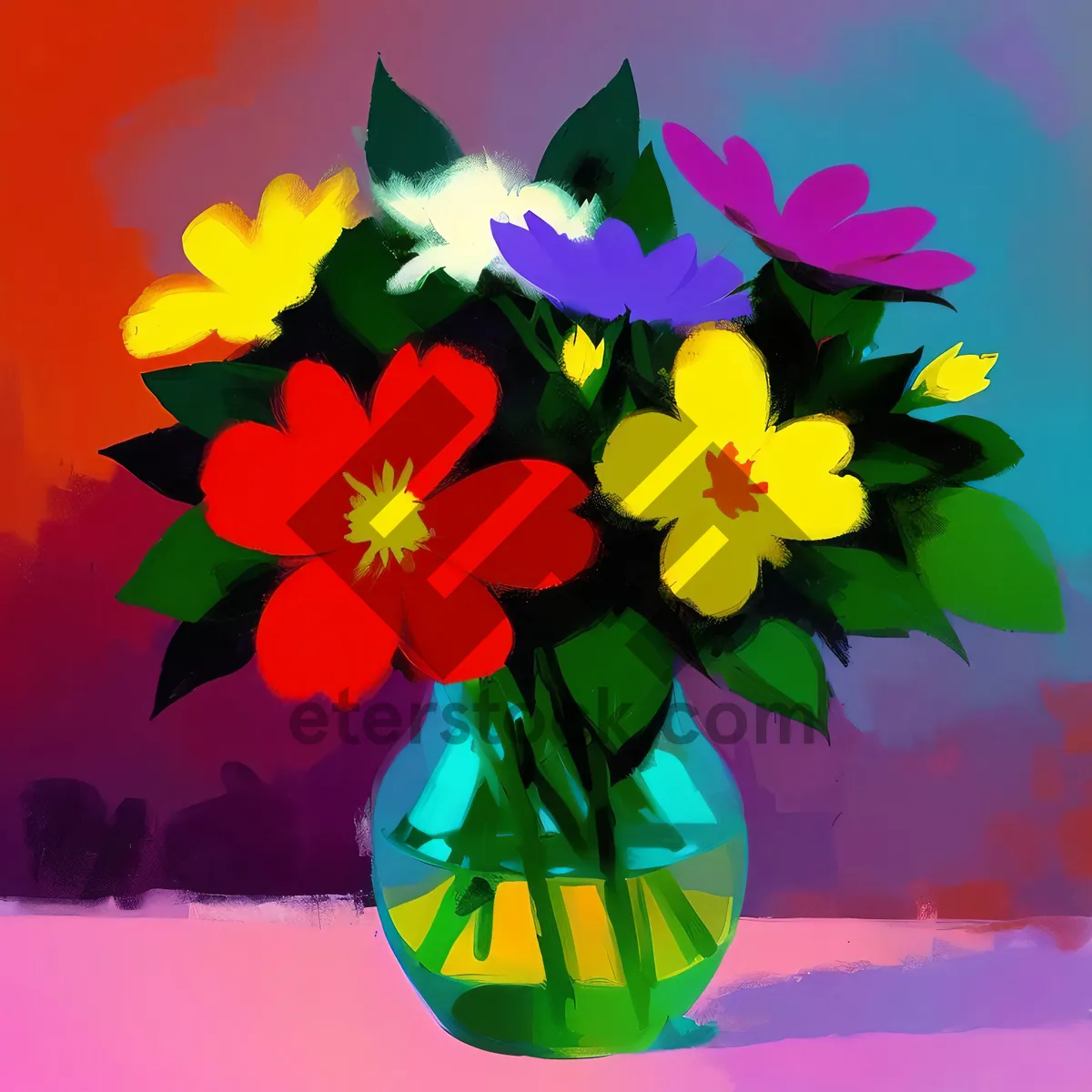 Picture of Vibrant Spring Floral Bouquet with Colorful Pinwheel