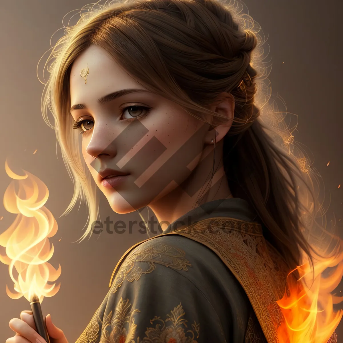 Picture of Seductive Fire-haired Fashion Model in Fiery Portrait