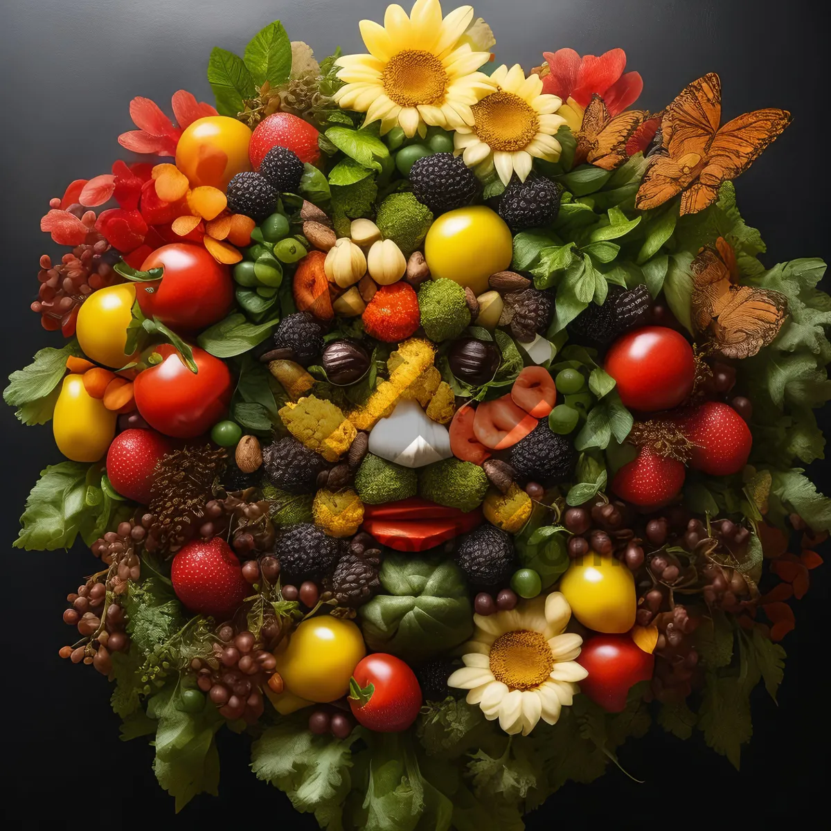 Picture of Healthy Vegetables and Fruits at Market