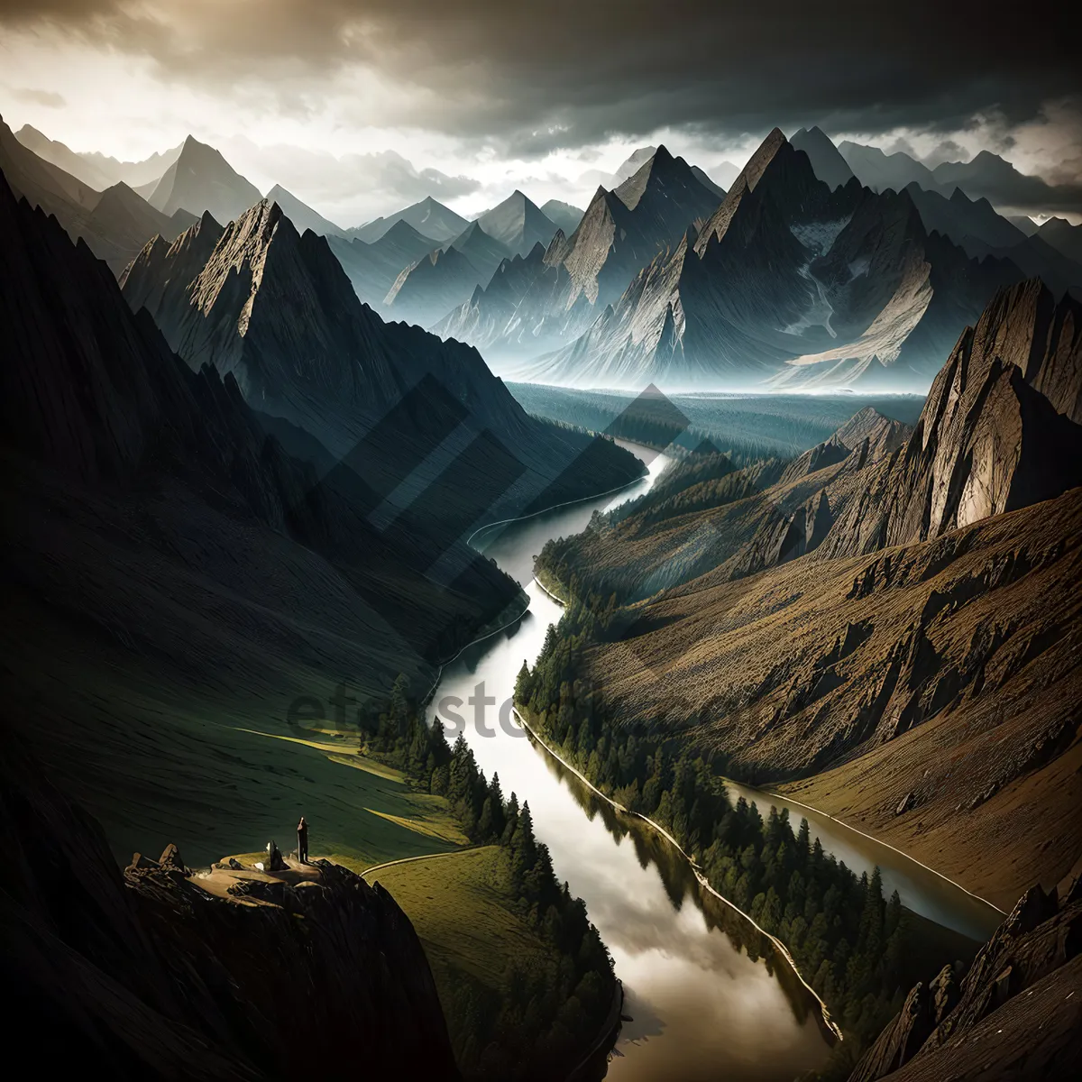 Picture of Snowcapped Peaks in Majestic Glacier National Park