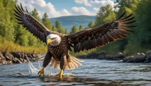 Bald Eagle with Piercing Eye and Spread Wings