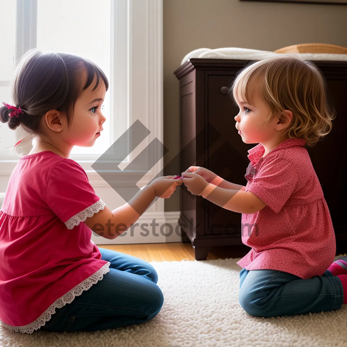 Picture of Joyful Sibling Playtime - Happy Childhood Fun with Adorable Smiling Kids