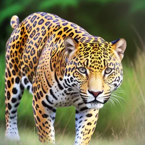 Powerful Jungle Hunter: Striped Jaguar Stalking Prey