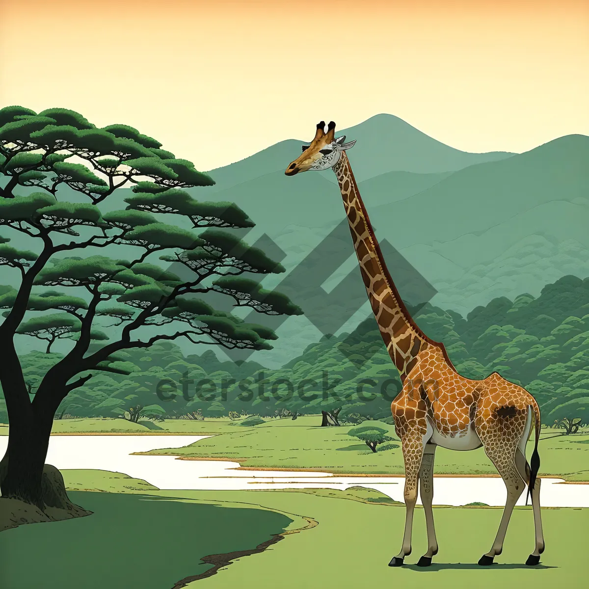 Picture of Majestic Giraffe in African Safari