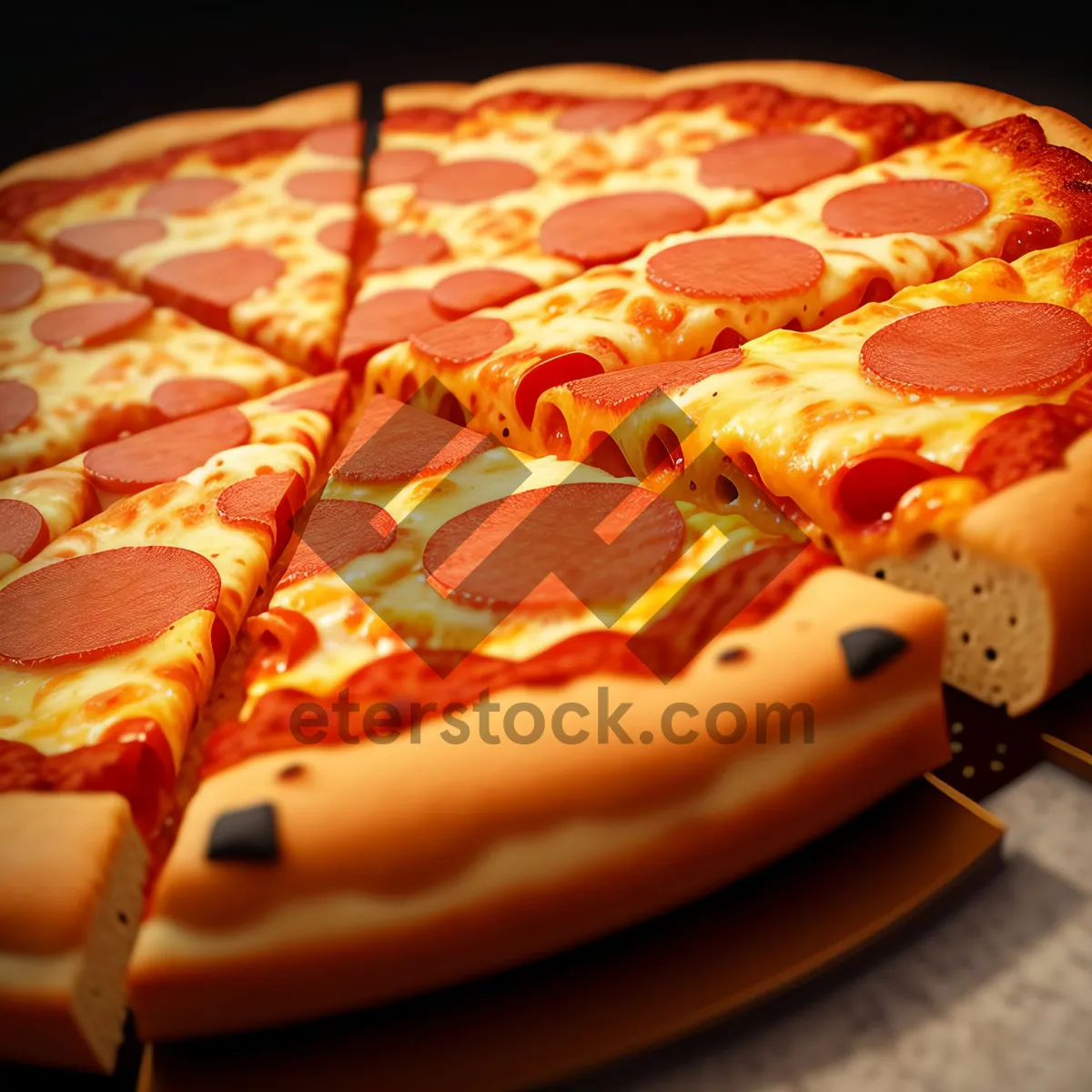 Picture of Delicious Pepperoni Pizza with Cheese and Fresh Toppings