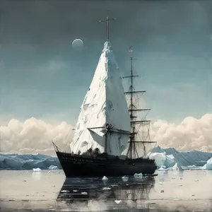 Vintage Pirate Ship Sailing on Open Seas