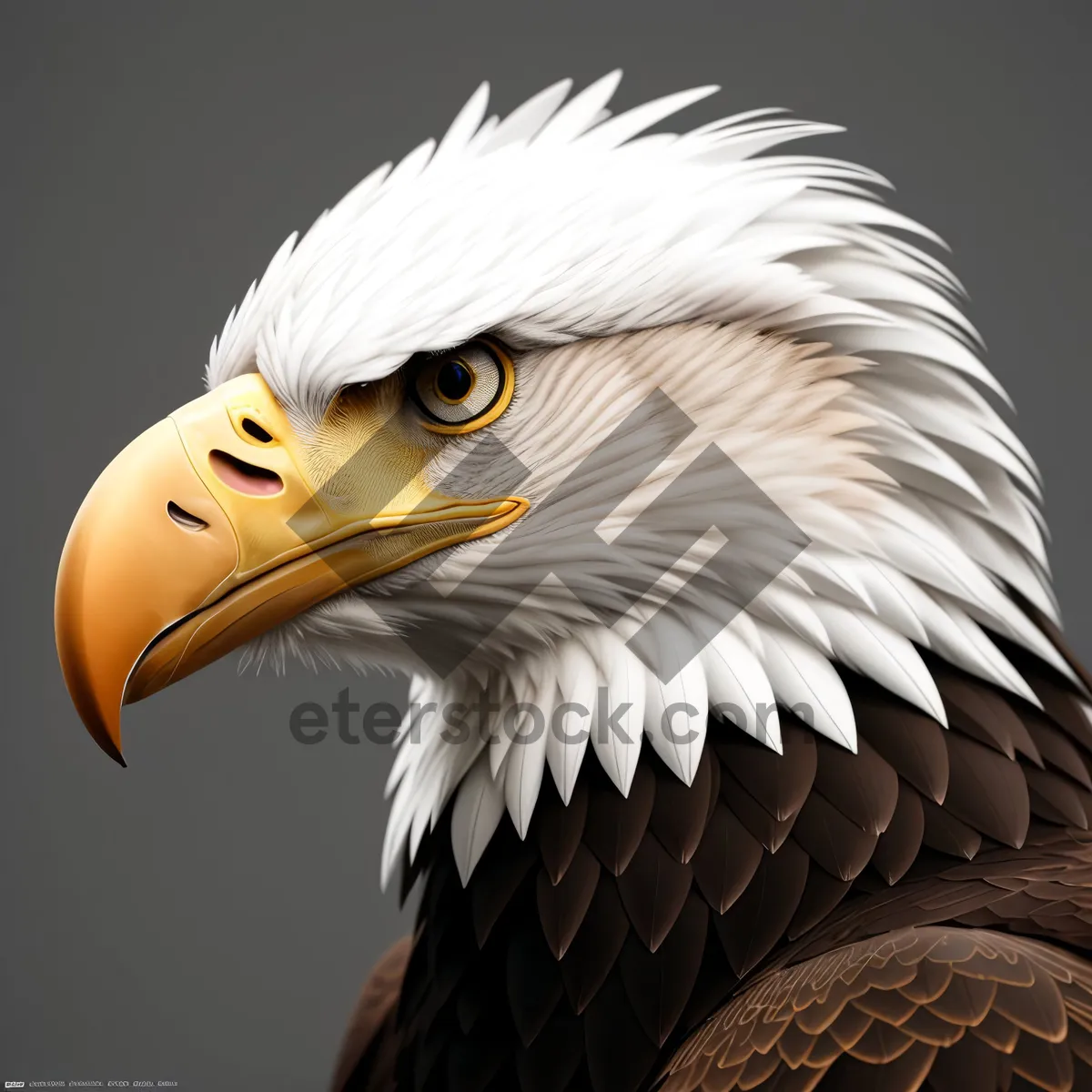 Picture of Yellow-Feathered Bald Eagle Portrait in Wild Sea
