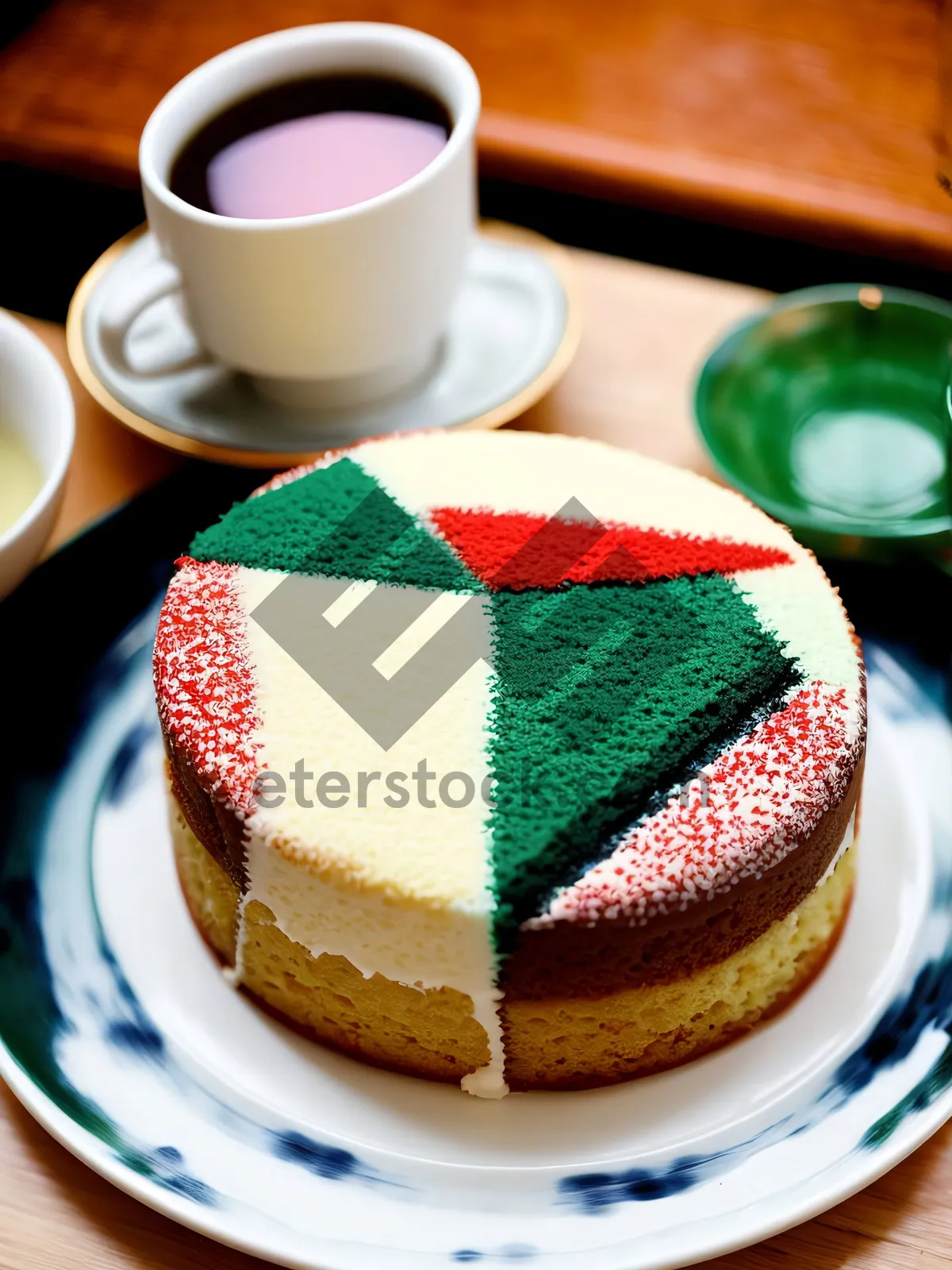 Picture of Delicious Chocolate Cake with Cream and Coffee