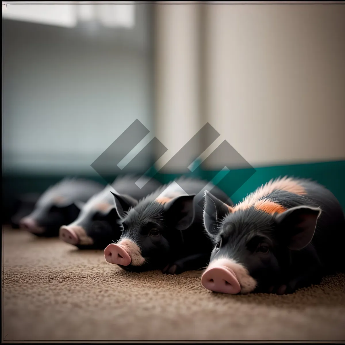 Picture of Cute Brown Piglet and Dog - Adorable Farm Animals