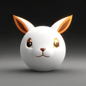 Cartoon Bunny Hen Symbol in 3D Sphere