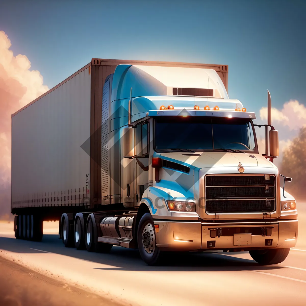 Picture of Fast-moving freight truck on busy highway