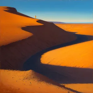 Hot Orange Sunset over Moroccan Sand Dunes