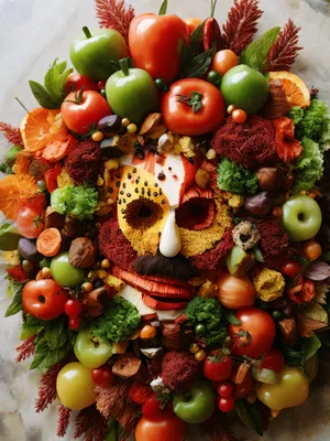Fresh and Delicious Vegetable Salad with Colorful Fruits