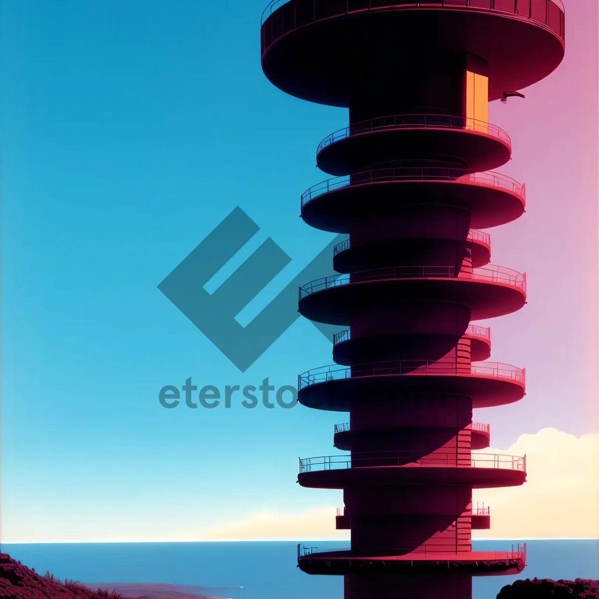 Picture of Coiled Stone Stack in Tranquil Spa Setting