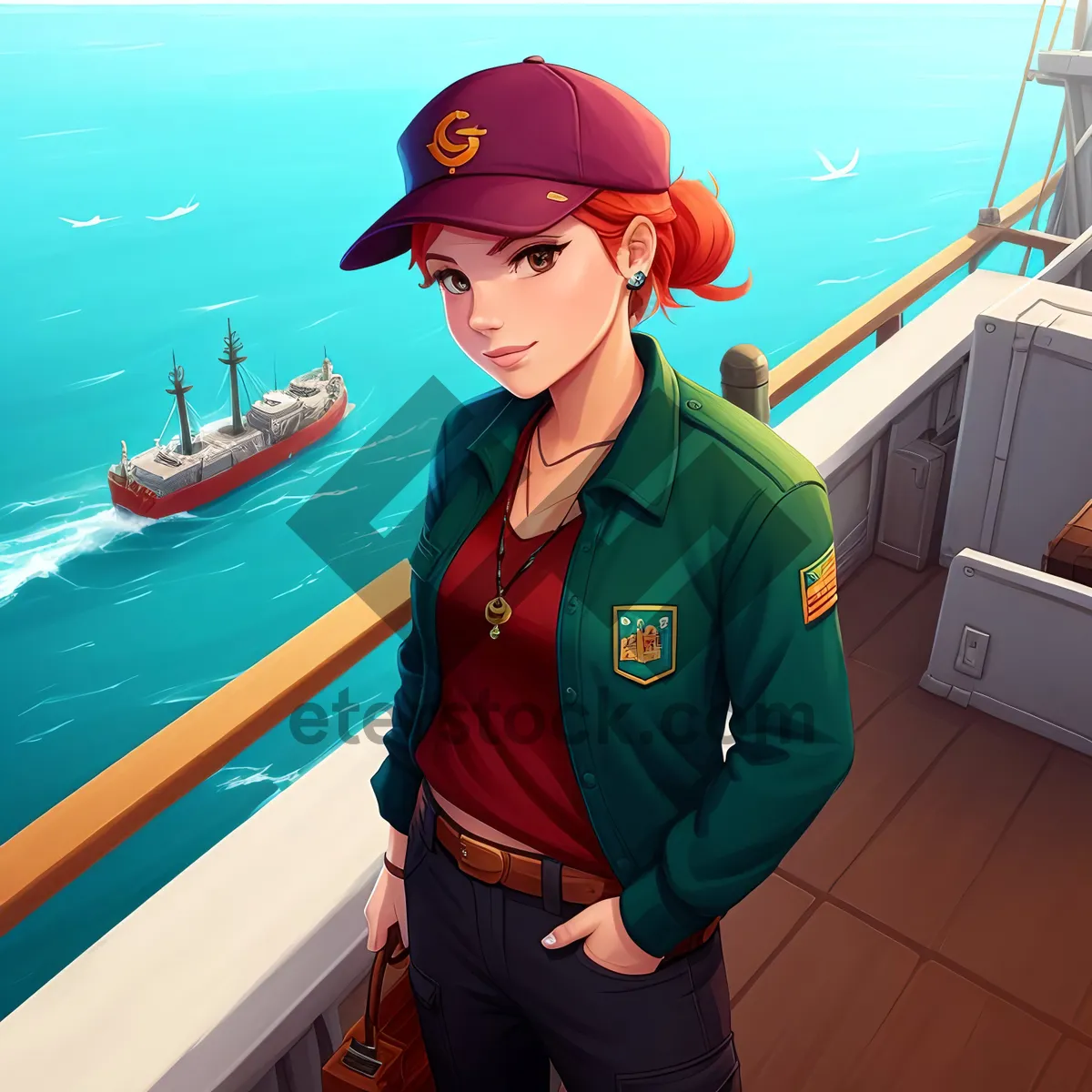 Picture of Smiling Male Aviator on Vacation by the Sea