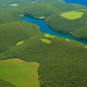 Golf Course Landscape with Aquatic Plants