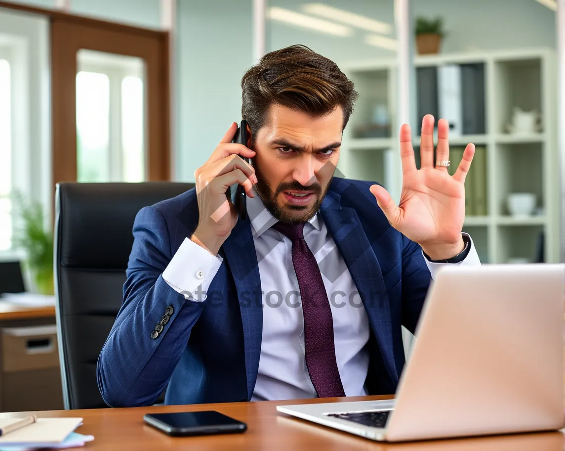 Picture of Attractive male business professional with laptop in office.