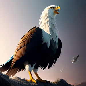 Powerful Predator in Flight: Majestic Bald Eagle Soaring Through the Sky