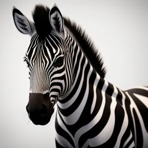 Striped Equine Grazing in African Wildlife Reserve