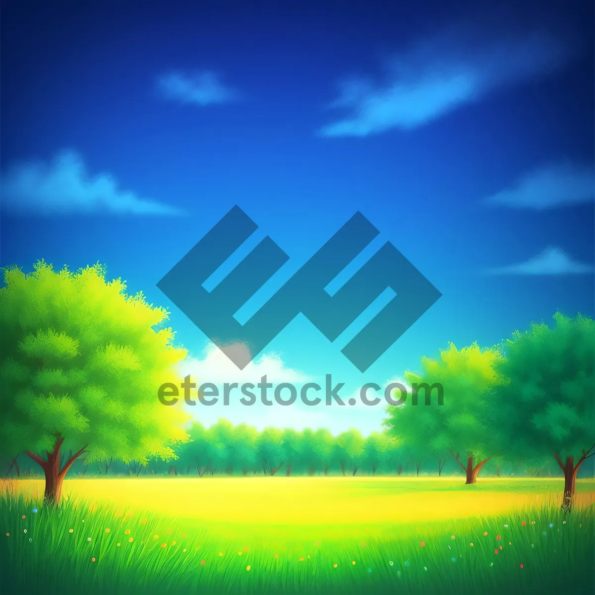 Picture of Vibrant Summer Meadow Under Clear Sky