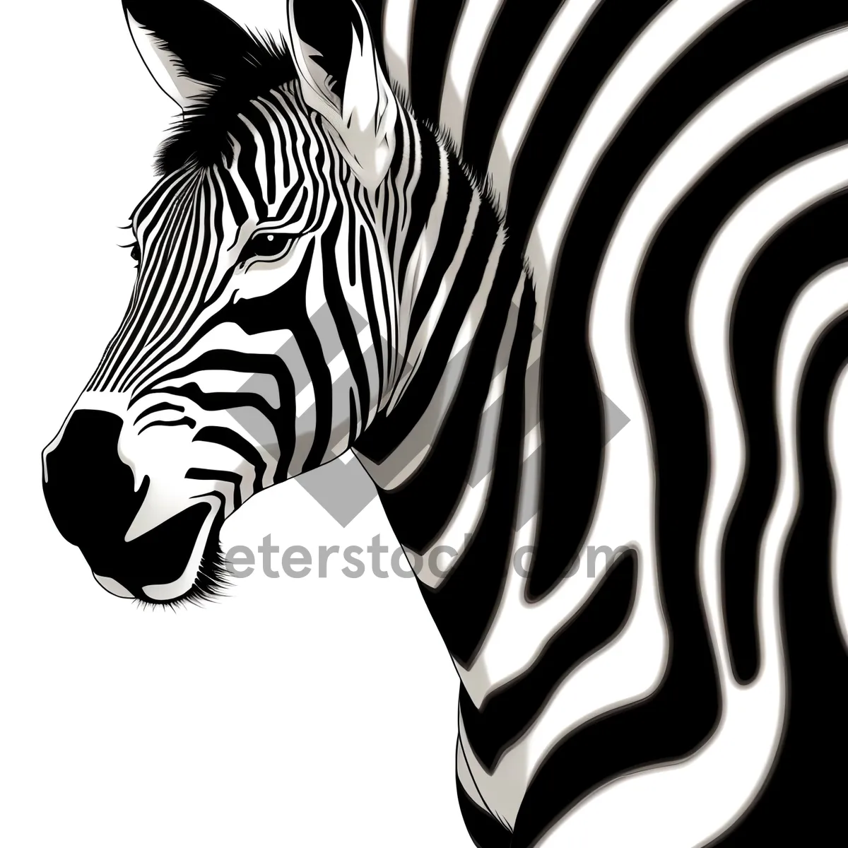 Picture of Striped Zebra Grazing on Savannah Grassland