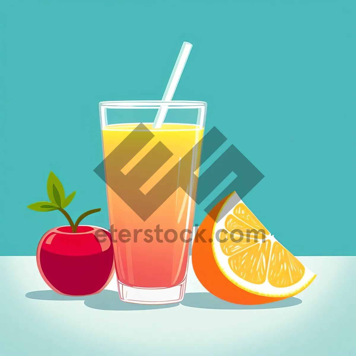 Picture of Refreshing Citrus Vodka Cocktail with Lemon and Ice
