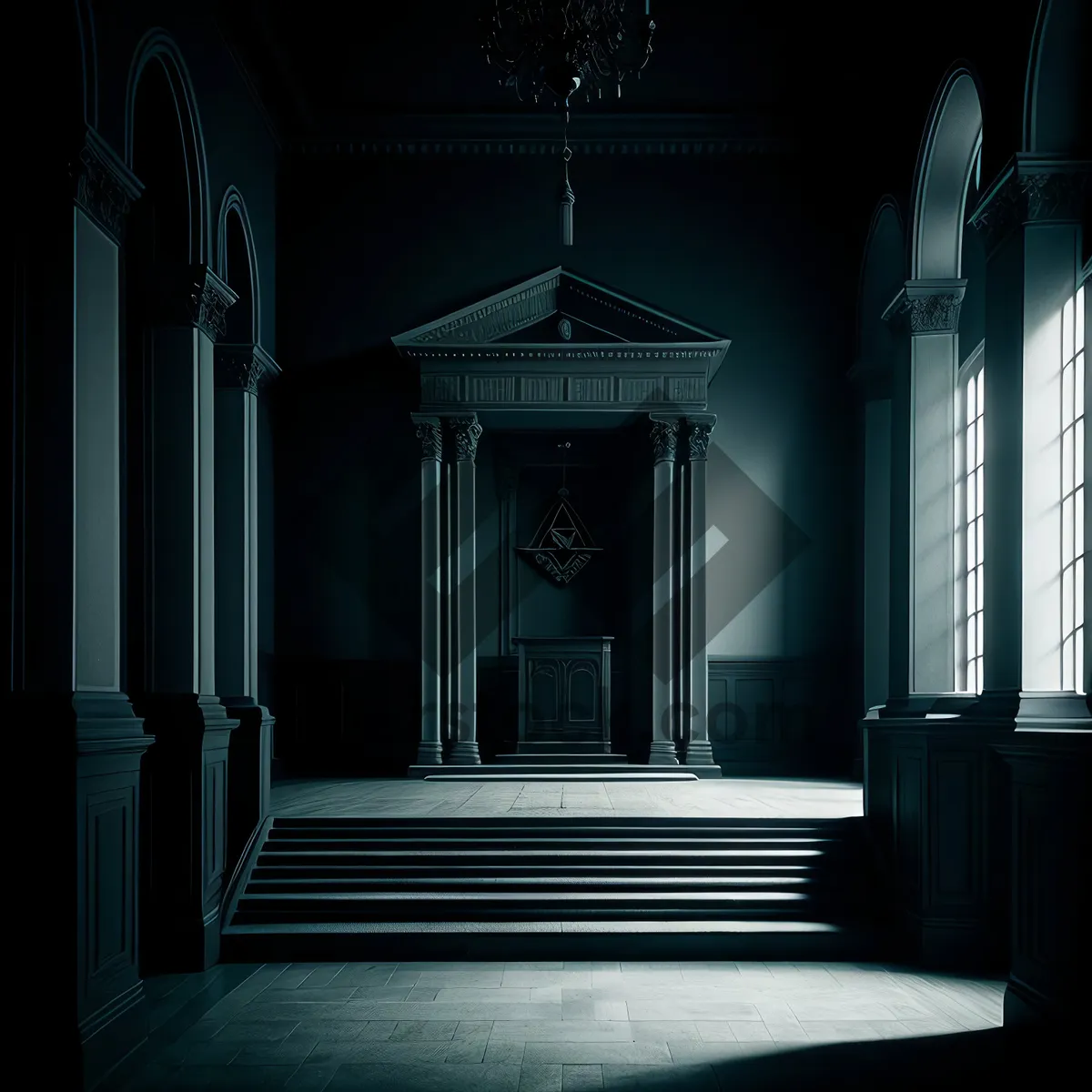 Picture of Ancient Cathedral Interior with Historic Throne