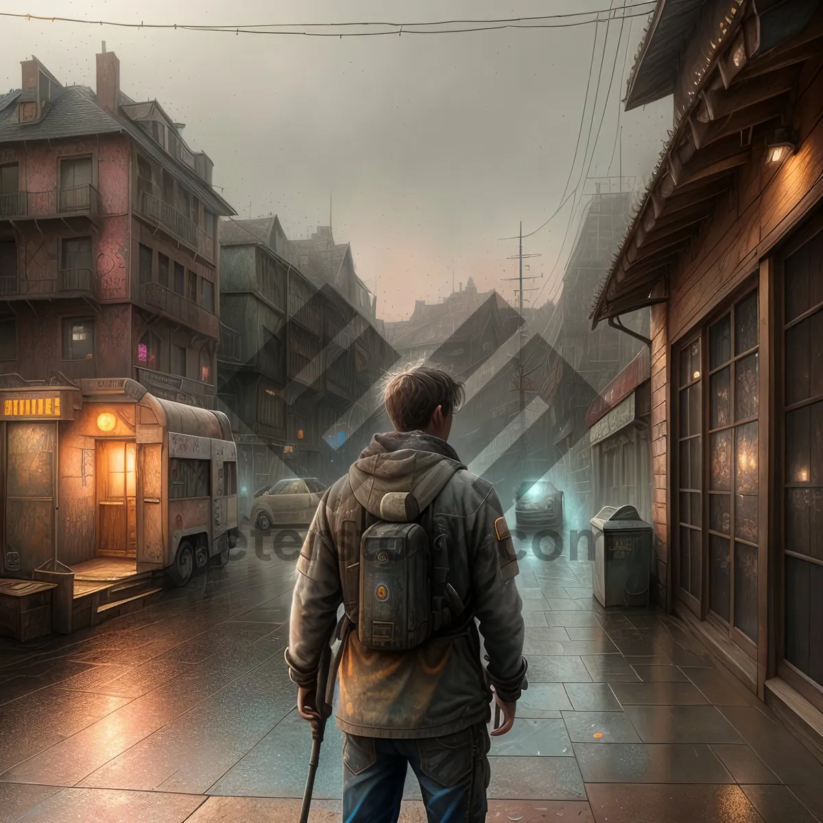 Picture of City traveler with crutch exploring vibrant streets