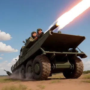 High-angle Rocket Launcher in Field Artillery Operation