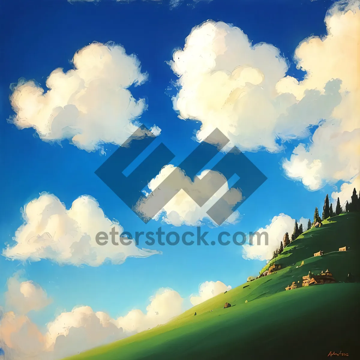 Picture of Scenic Spring Clouds: Azure Skies and Sunshine