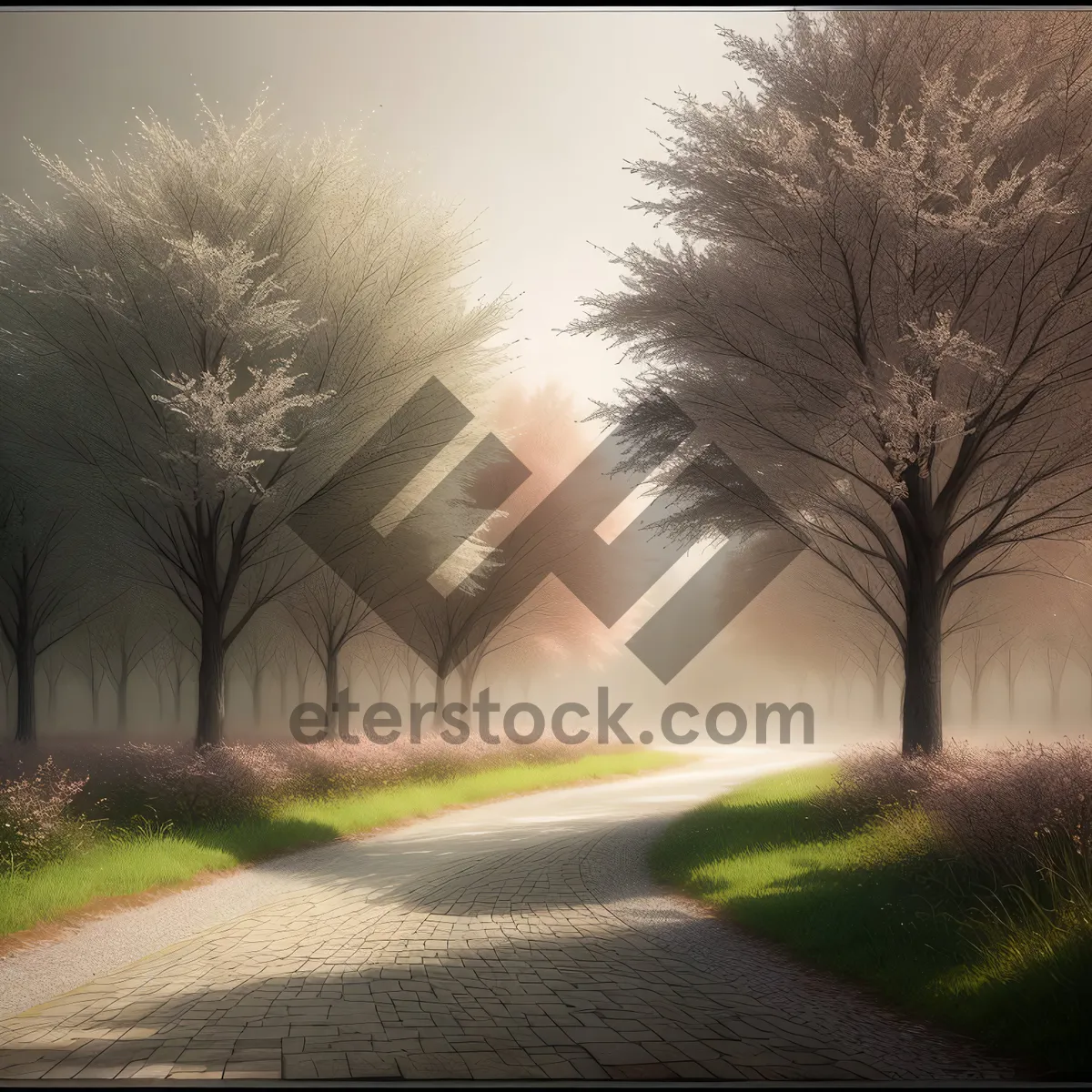 Picture of Serene Rural Road Under Sunny Sky