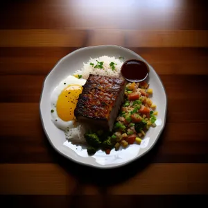 Grilled Steak and Vegetable Salad on Plate