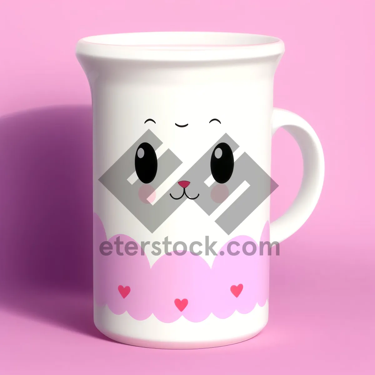 Picture of Hot Ceramic Coffee Mug on Saucer - Tableware for Morning Beverages