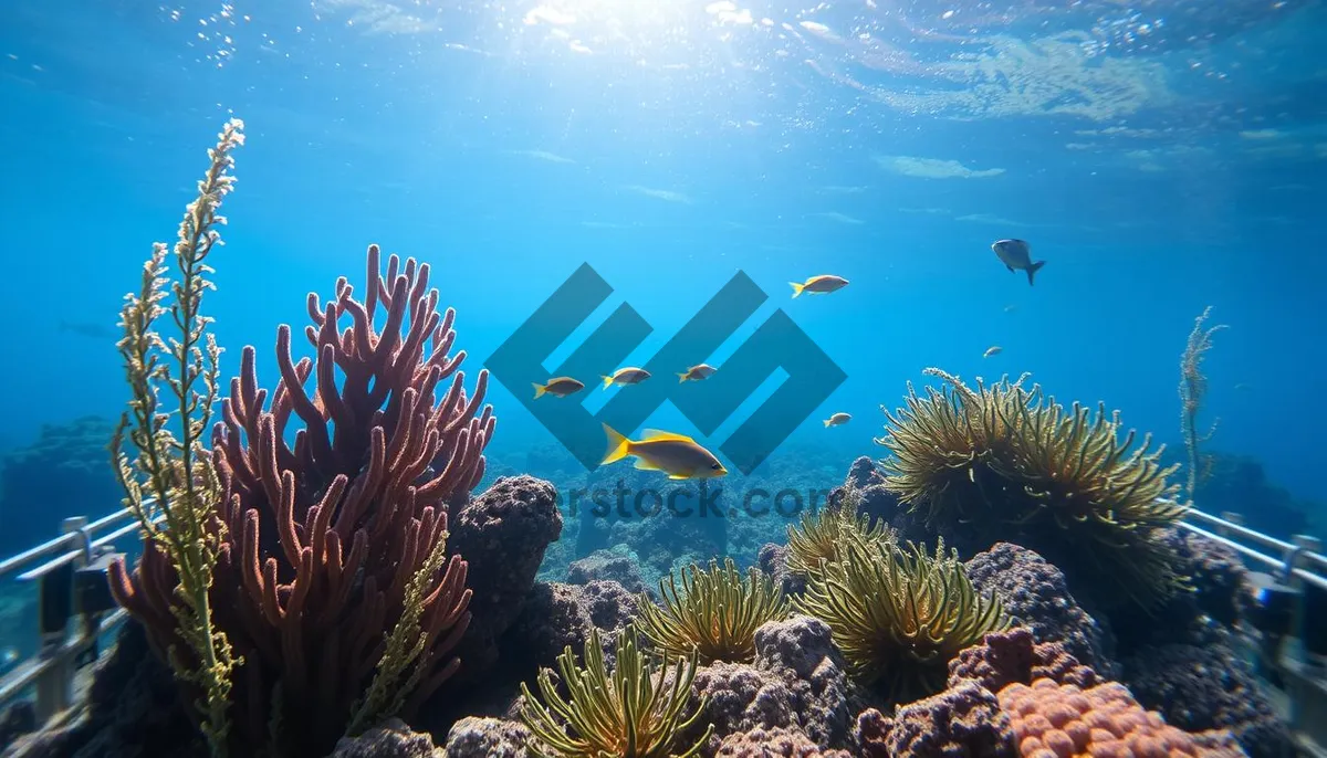 Picture of Colorful Tropical Fish in Sunlit Coral Reef Community