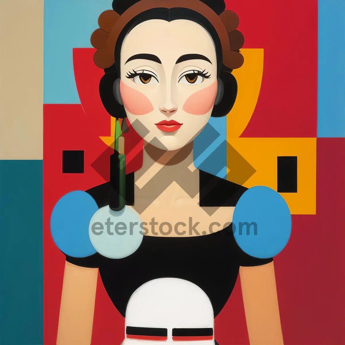 Picture of Cartoon housewife with mustache clip art