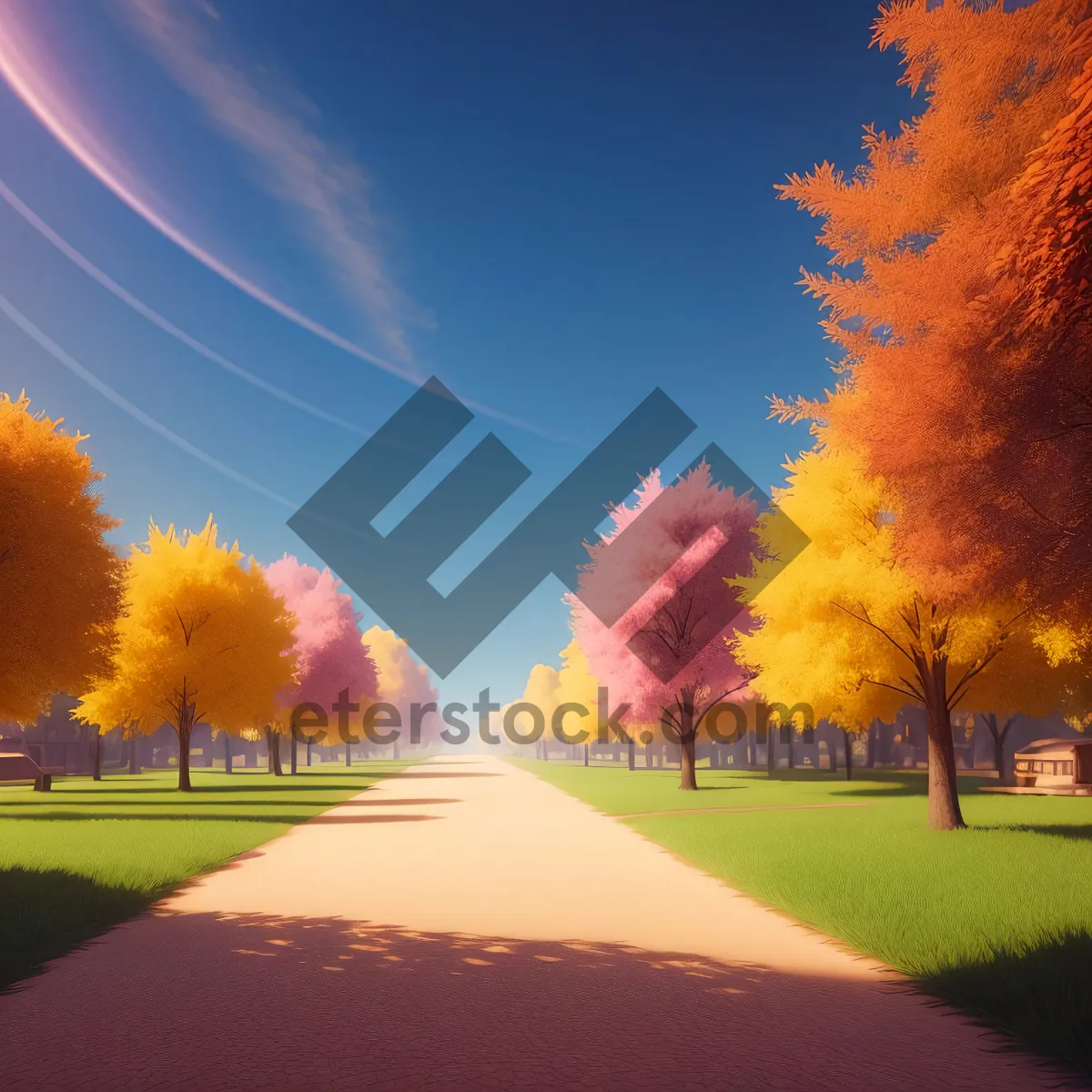 Picture of Idyllic Countryside Sunset on a Meadow