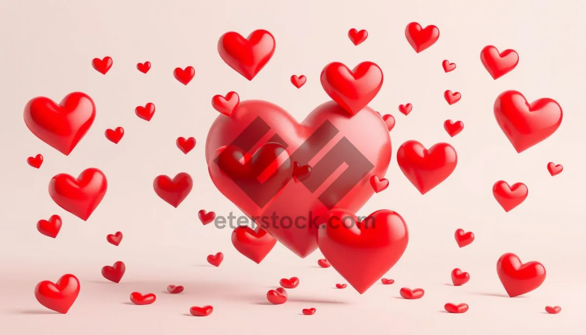 Picture of Valentine's Day Love Icon with Hearts and Confetti