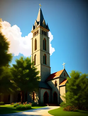 Historic Cathedral Bell Tower under Protective Sky