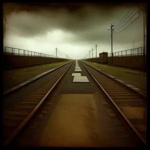 City Skyline Journey: Speeding Train on Railroad Bridge