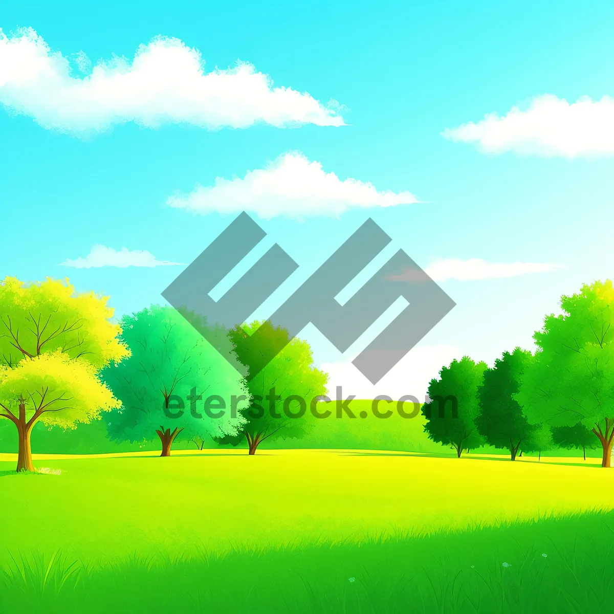 Picture of Vibrant Hilltop Meadow: Fresh Wind in Rural Landscape