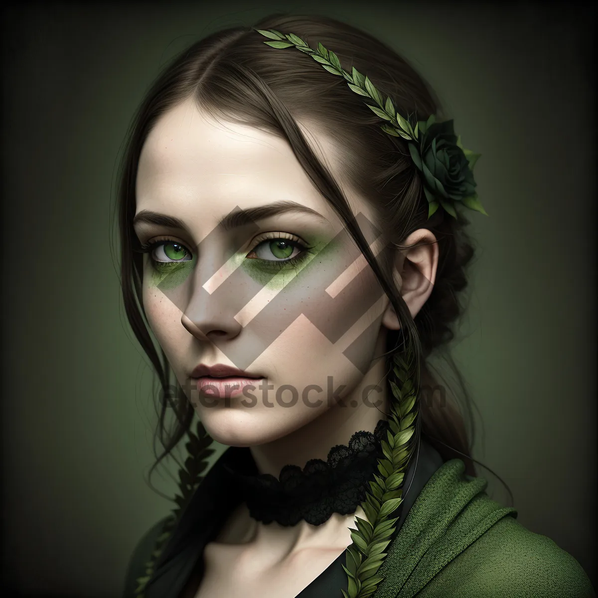 Picture of Stunning brunette model exudes elegance in fashion portrait.