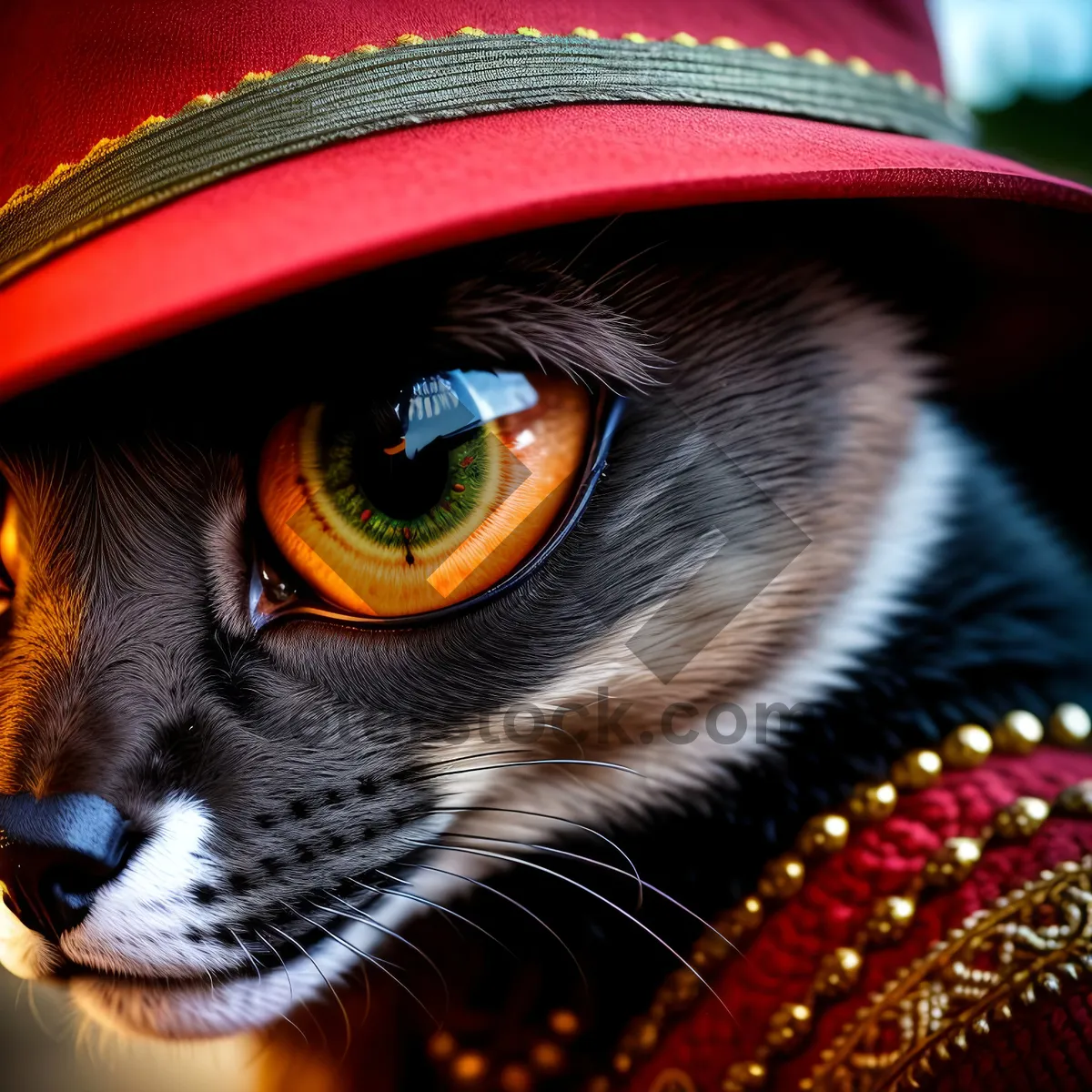 Picture of Cute Kitty with Whiskers sporting a Sombrero