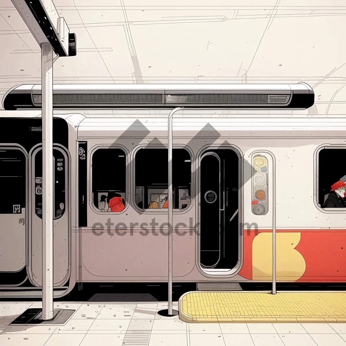 Picture of Modern Metro Train in Urban Cityscape