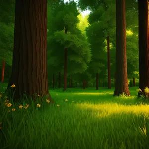 Lush Willow Park Landscape Under Sunlit Sky